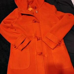 Elegant Women's Orange Pea Coat
